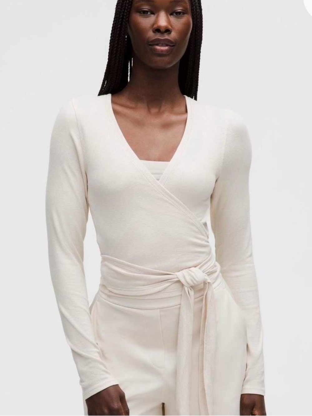 Lululemon Wrap Front Long-Sleeve Top in Cream